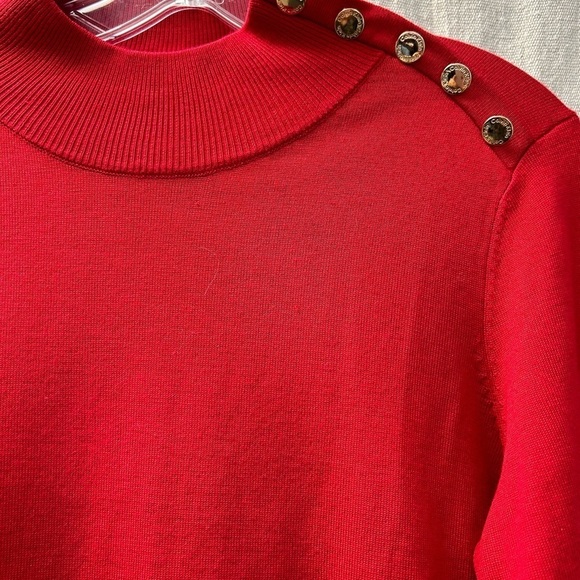Calvin Klein/ NWT/ Red/ mock Neck with Gold buttons / size M/M - Picture 5 of 12